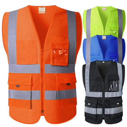 SFVEST HI VIS VIZ EXECUTIVE VEST HIGH VISIBILITY WORK WAISTCOAT REFLECTIVE SAFETY TOP ORANGE YELLOW BLUE FREE SHIPPING